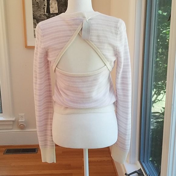 Intermix Cashmere Striped Cut Out Back Sweater - Picture 5 of 8